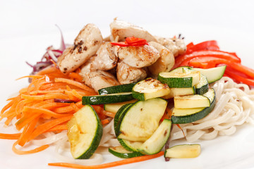 meat with vegetables and noodles