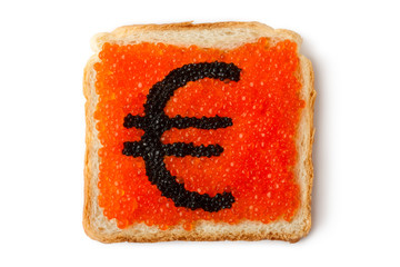 Monetary Euro sandwich with caviar