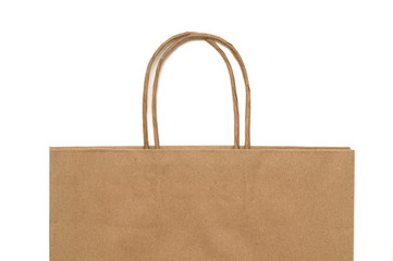 Recyclable paper bag isolated on white background.