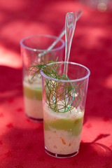 verrine guacamol crevette, saumon aneth