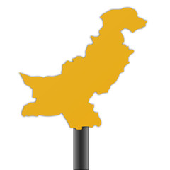 Pakistan map road sign