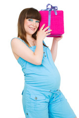 A pregnant woman with a gift