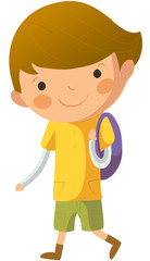 Portrait of happy boy with school bag