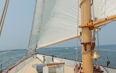 Fototapeta na wymiar Views of the private sail yacht.