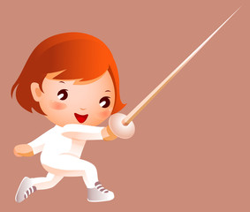 Girl in fencing costume