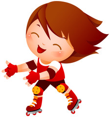 Boy on rollerblades