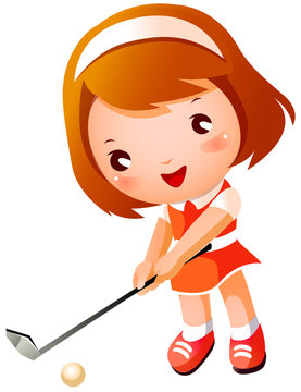 Girl playing Golf