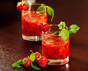 Cocktail with strawberry