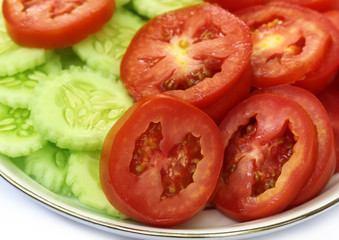 Salad of tomatoes and cucumbers