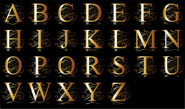 initial, gold, A-Z