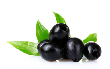 tasty black olives isolated on white