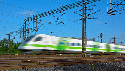 Fast train with motion blur