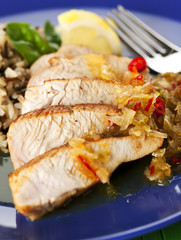 turkey breast dish asian style close-up