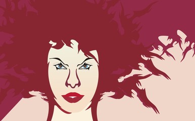 Vector red girl background