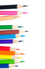 Colour pencils isolated on white background