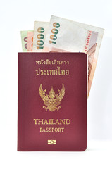 Thailand passport with banknotes