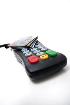 Credit cards on pin pad