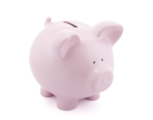 Pink piggy bank with clipping path