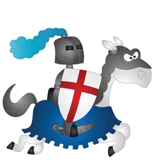 Foto op geborsteld aluminium Ridders Cartoon Sint Joris rijdt op zijn paard