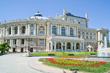 An opera theater is in city Odessa - obrazy, fototapety, plakaty