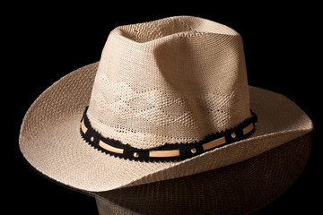 Beige Cowboy Hat Isolated on Black