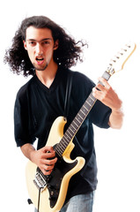 Obraz premium Guitar player isolated on the white background