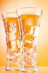 Water in the glass against gradient background