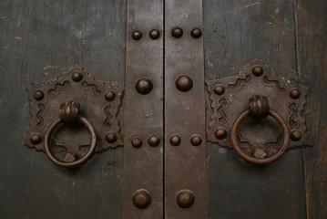 handle on wooden door