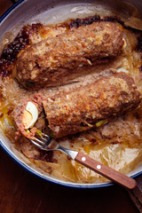 Meat roll stuffed with eggs