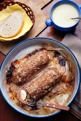 Meat roll stuffed with eggs