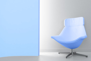 blue luxury armchair in empty light room