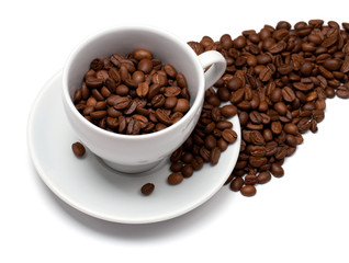 Coffee cup with beans