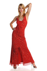 Portrait of Woman in Red Gown