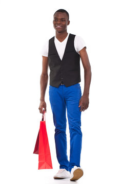 Black Man Holding Shopping Bags