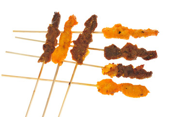 Satay, Barbecue Meat On Bamboo Skewer