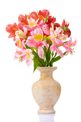 beautiful bouquet in vase isolated on white