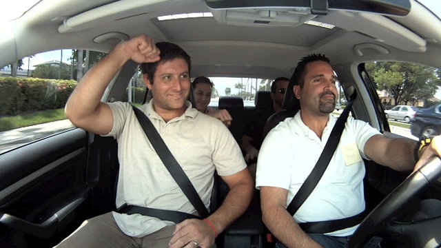 Four Cool Guys Listening To Music In The Car