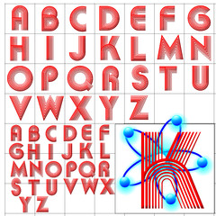 ABC Alphabet background akka red atom design