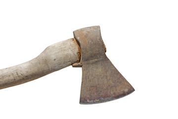 Old axe on a white background