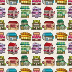 seamless cartoon house/shop pattern