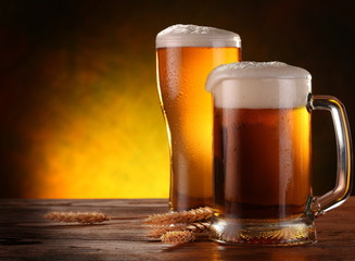 Still Life with a draft beer by the glass.