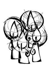 four Advent candles, illustration - coloring book
