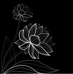 Papier Peint photo autocollant Fleurs noir et blanc Fleur épanouie