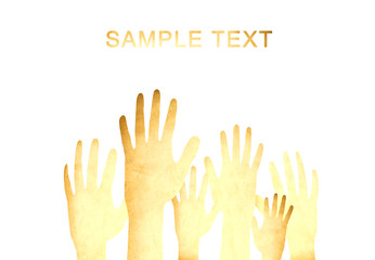 old vintage paper in shape of hand isolated on white