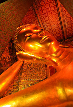 The golden Reclining Buddha in Bangkok,Wat Pho temple, Thailand