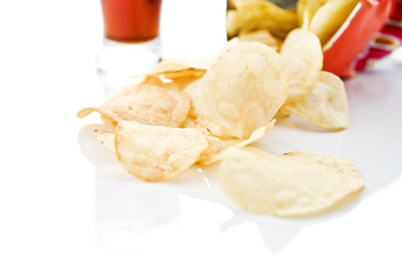 ポテトチップスとドリンク