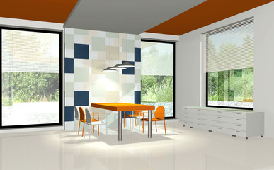 3D render of modern  interior