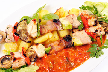 Shish kebab on skewers