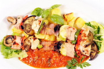 Shish kebab on skewers