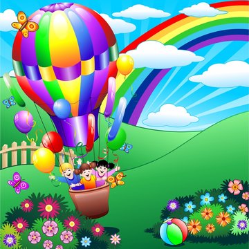 Bambini giocano in Mongolfiera-Children Playing in Fire Balloon